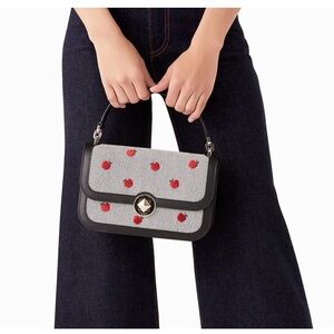 🍎NWT🍎Kate Spade Audrey Orchard Toss Embroidered Apple Handle Flap Bag
